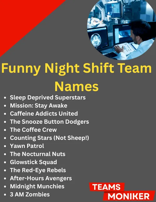 funny night shift team names