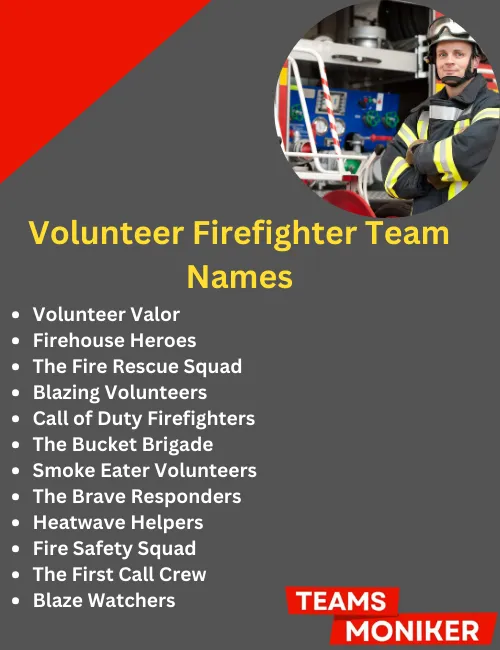 volunteer firefighter team names