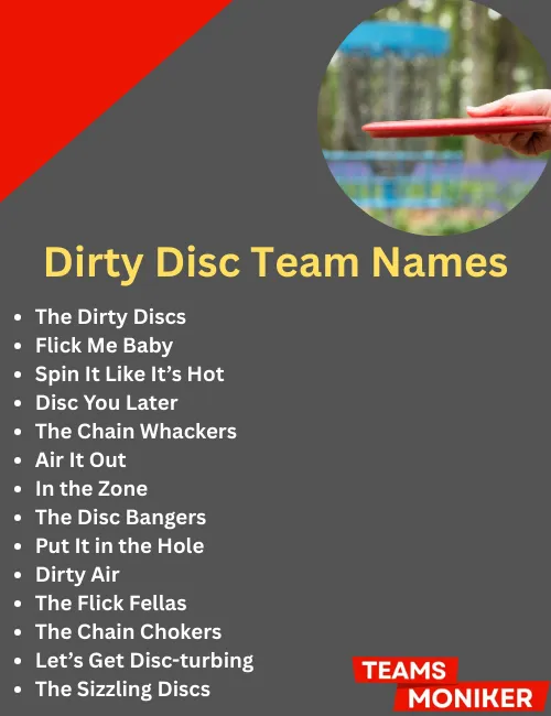 dirty disc team names