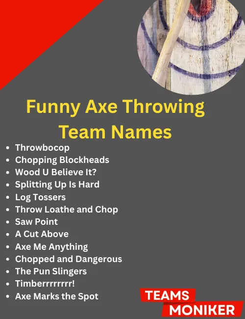 funny axe throwing team names