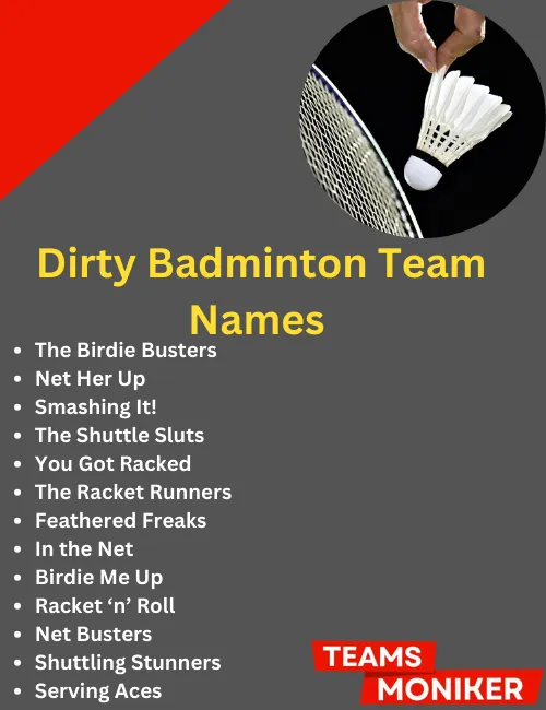 dirty badminton team names