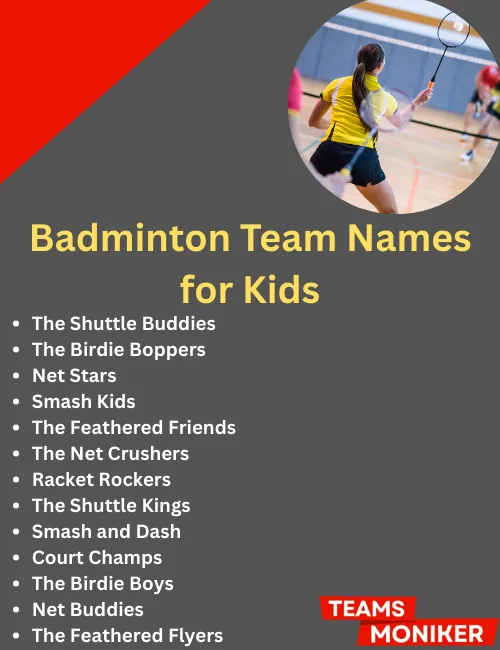 badminton team names for kids