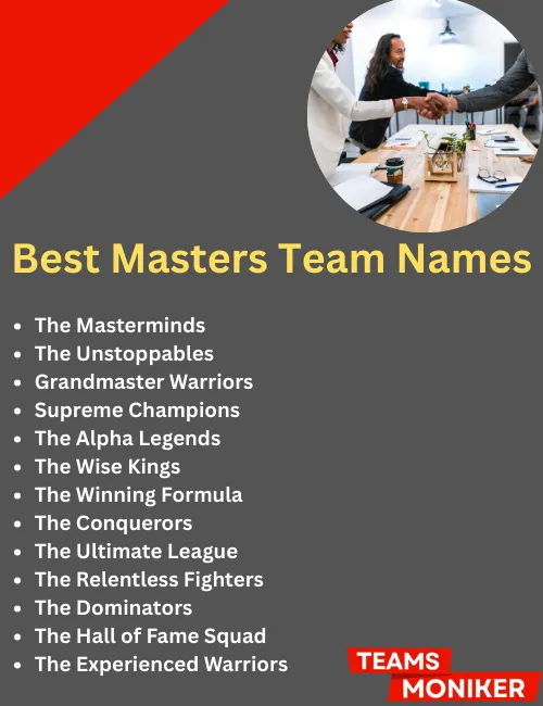 best masters team names