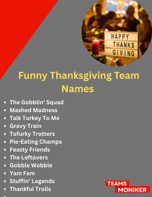 funny thanksgiving team names