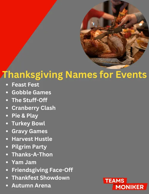 thanksgiving team names for events