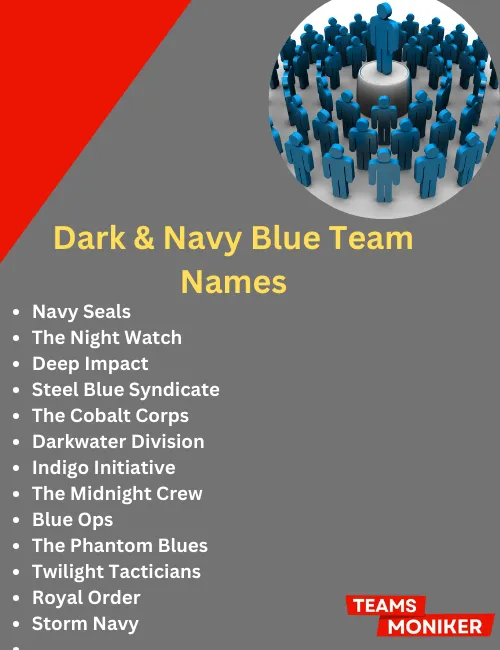 dark & navy blue team names