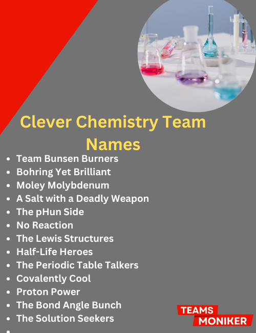 clever chemistry team names