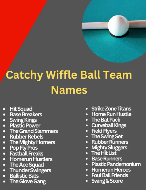catchy wiffle ball team names